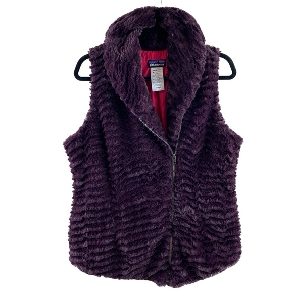 Patagonia Women’s Pelage Textured Fuzzy Soft Fleece Vest Purple Plum Sz L - Picture 1 of 10